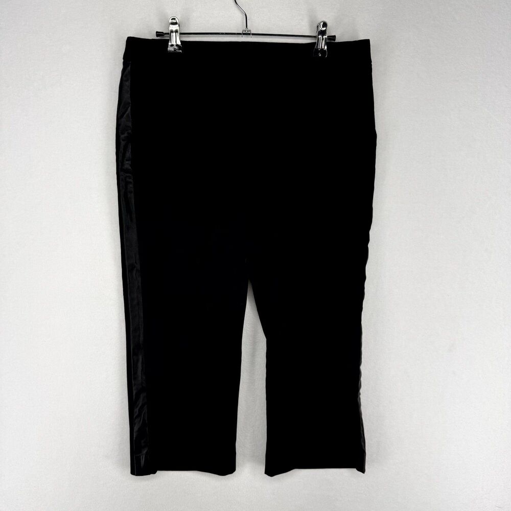 Alfani Petite Black Pants with Leather‎ Ribbed Side Womens Size 8P